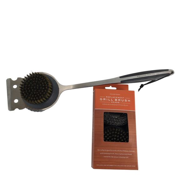 Williams Sonoma BBQ Grill Cleaning Brush, Replacement Heads Wire & Scrubbing Pad - Picture 2 of 7